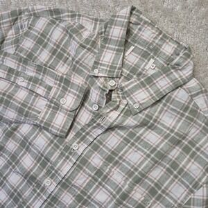 Taylor Stitch Linen Jack Shirt Mens Medium Green Plaid Button Down Beach Coastal